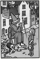 'Threadneedle Street' an illustration by MacDonald Gill for 'Nursery Rhymes of London Town' by Eleanor Farjeon (1916)