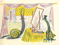 Cover design and an illustration by Enid Marx for Slithery Sam, 1947