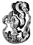 Illustration by Alan Odle for an unpublished edition of Balzac's 'Droll Stories'.