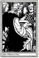Illustration by W Heath Robinson to the story of 'Abou-I-Hassan the Wag' in 'The True Annals of Fairyland - the Reigh of Old King Cole' (1901)