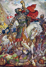 'Roland blows his horn in the valley of Roncevaux' by Henry Justice Ford