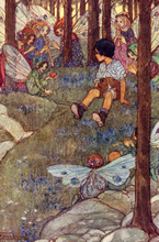 An illustration for &ldquo;Fairy Sailing&rdquo; in Elfin Song, 1912 by F S Harrison