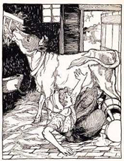 An illustration by Grace Lodge for 'Tom Thumb' in Our Nursery Tales