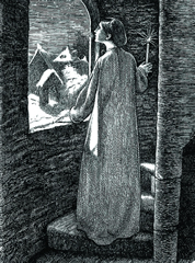 Millais, illustration for Tennyson�s �St Agnes� Eve� (1856. Published 1857)