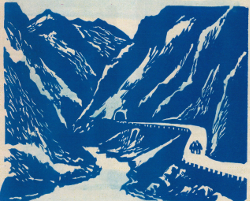 Linocut from 'Rails, Road, Bridges' by Hellmuth Weissenborn